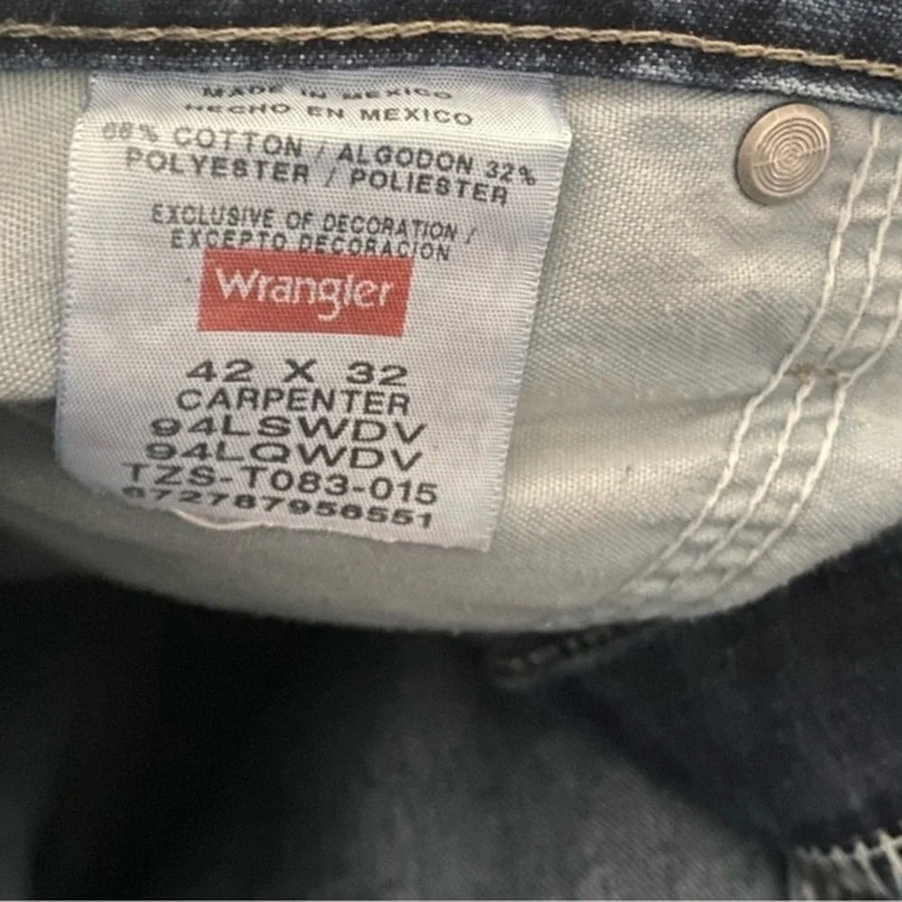 Wrangler Jeans Carpenter Authentic Issue‎ Size 42 X 32 Blue Denim